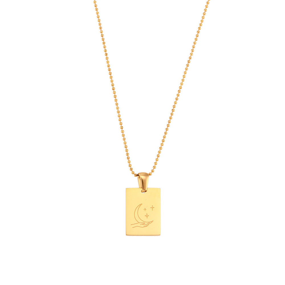 Wholesale Stainless Steel 18K Gold Plated Square Sign Gesture Necklace